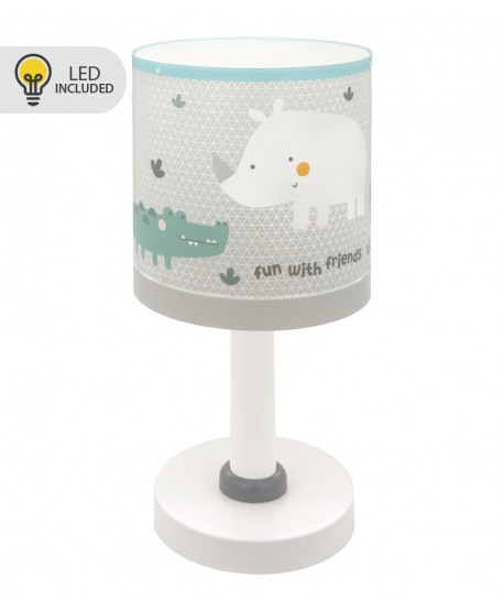 Lampada comodino Luce notturna LED per bambini Rhino & Croco Rinoceronte e Coccodrillo