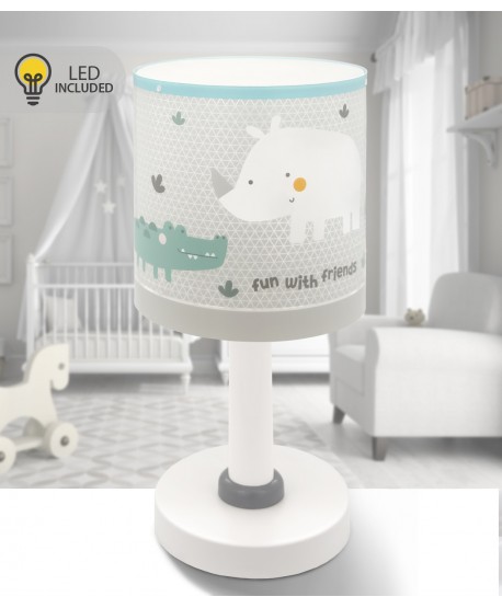 Candeeiro De Mesa Luz de presença LED Infantil Rhino & Croco Rinoceronte e Crocodilo