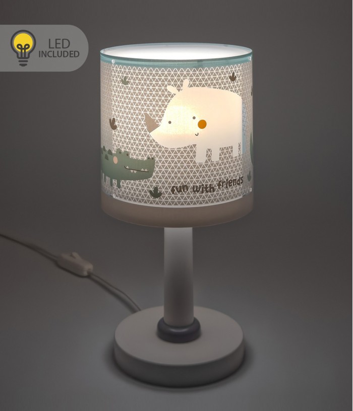 Candeeiro De Mesa Luz de presença LED Infantil Rhino & Croco Rinoceronte e Crocodilo