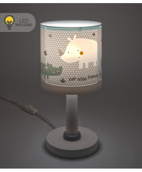 Lámpara de sobremesa LED quitamiedos infantil Rhino & Croco