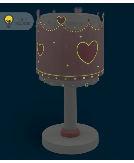 Lampada da comodino Luce notturna LED per bambini Little Queen Piccola Regina corona e cuori