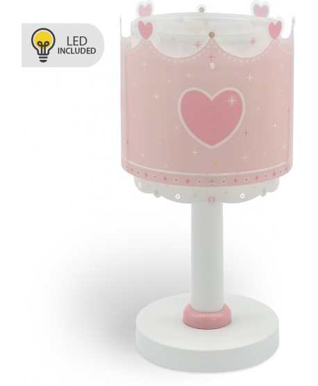 Lámpara de mesa LED quitamiedos infantil Little Queen corona y corazones