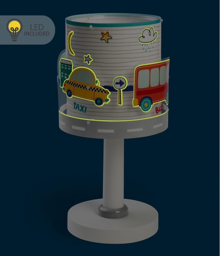 Candeeiro infantil de mesa Luz de presença LED Baby Travel aviões e carros