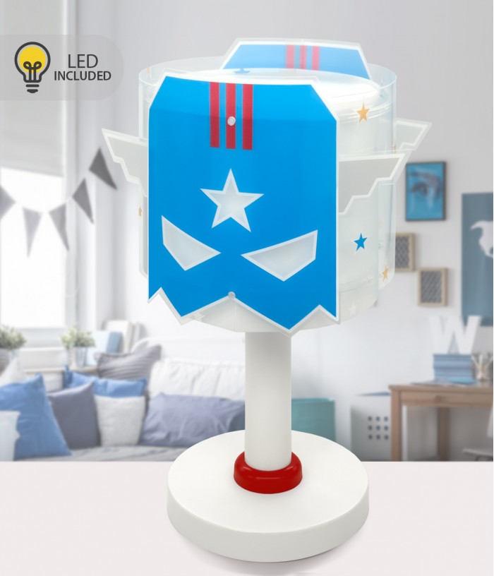 Candeeiro De Mesa Luz de presença LED Infantil Blue Hero Super-heróis