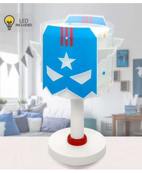Lampada comodino Luce notturna LED per bambini Blue Hero Supereroe
