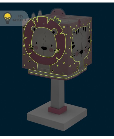 Lampe de chevet Veilleuse LED pour enfants Baby Jungle animaux de la jungle rose