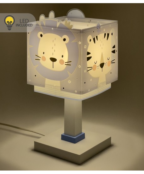 Candeeiro infantil de mesa Luz de presença LED Baby Jungle animais jungla azul