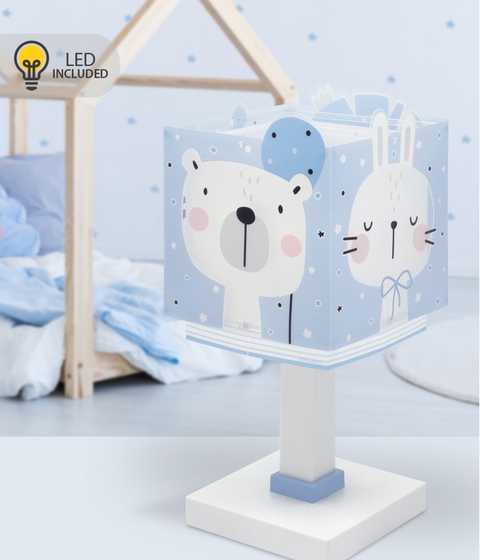 Lampe de chevet Veilleuse LED pour enfants Baby Jungle animaux de la jungle bleu