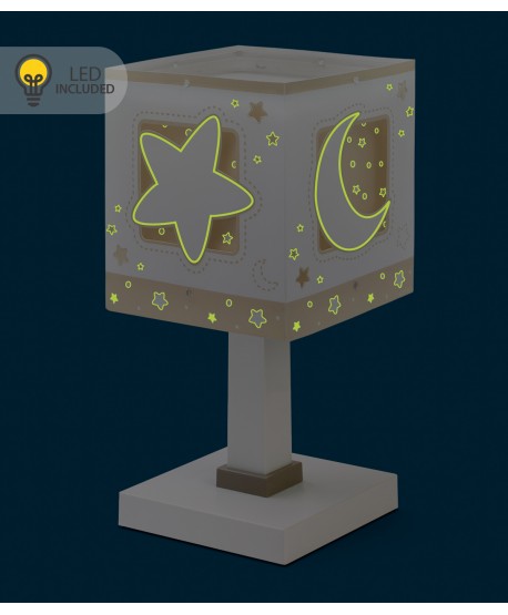 Lampada da comodino Luce notturna LED per bambini Moonlight luna e stelle beige
