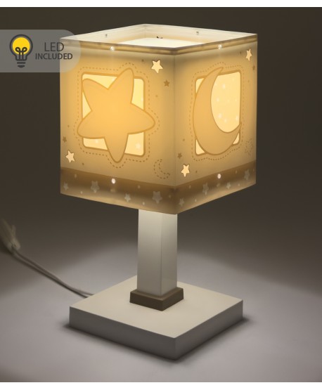 Lampada da comodino Luce notturna LED per bambini Moonlight luna e stelle beige