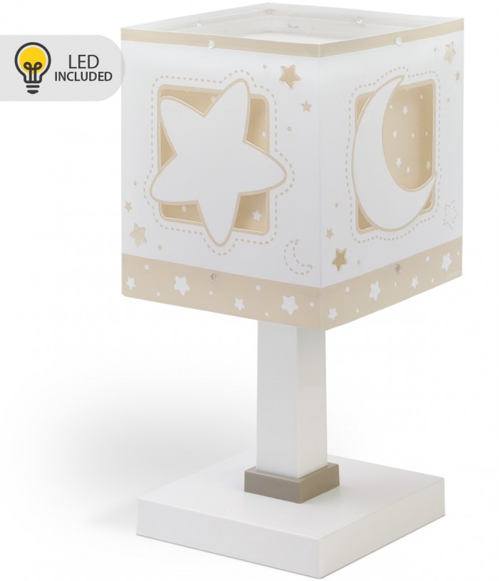 Lámpara de mesita LED quitamiedos infantil Moonlight Luna y Estrellas beige