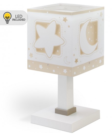 Lampada da comodino Luce notturna LED per bambini Moonlight luna e stelle beige