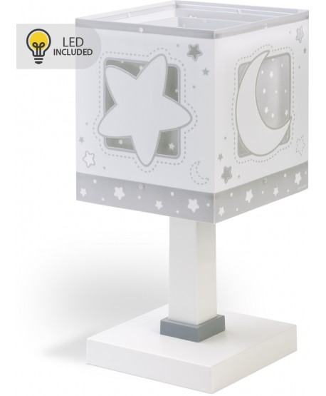 Lampada da comodino Luce notturna LED per bambini Moonlight luna e stelle grigio