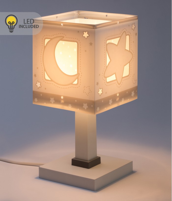 Lampada da comodino Luce notturna LED per bambini Moonlight luna e stelle grigio