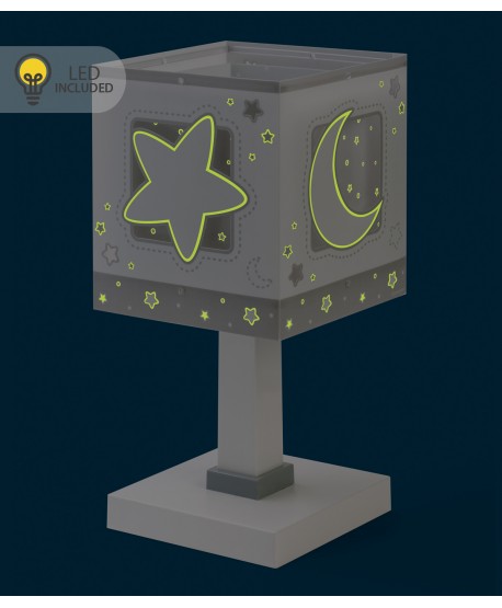 Lampada da comodino Luce notturna LED per bambini Moonlight luna e stelle grigio