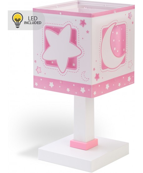 Lampada da comodino Luce notturna LED per bambini Moonlight luna e stelle rosa