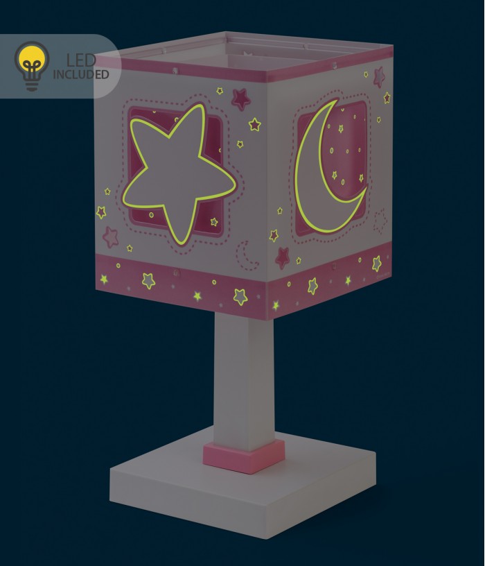 Lampe de chevet Veilleuse LED pour enfants Moonlight lune et étoiles rose