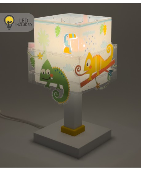 Lampe de chevet Veilleuse LED pour enfant Happy Jungle caméléon animaux