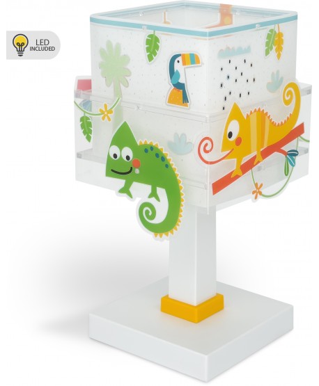 Lampe de chevet Veilleuse LED pour enfant Happy Jungle caméléon animaux