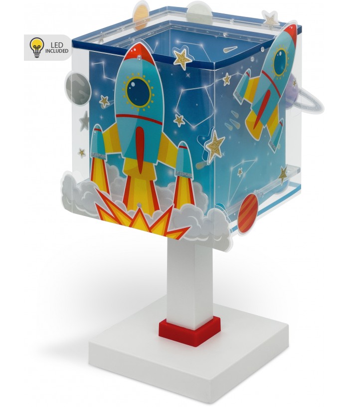 Lámpara de mesa LED quitamiedos infantil Cohete Rocket