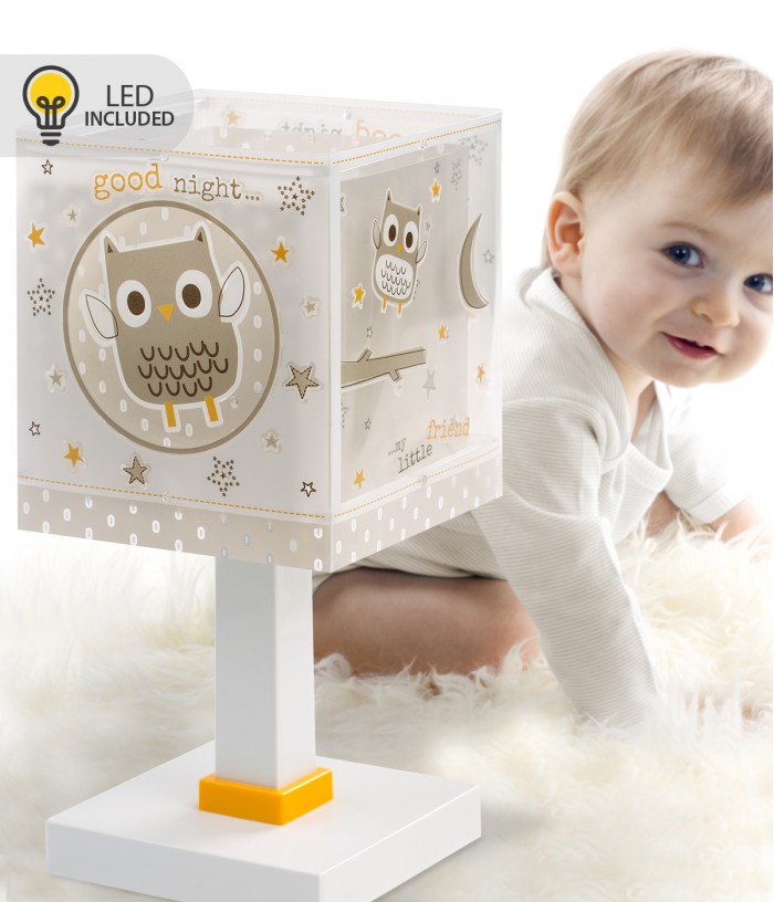 Candeeiro infantil de mesa Luz de presença LED Good Night coruja