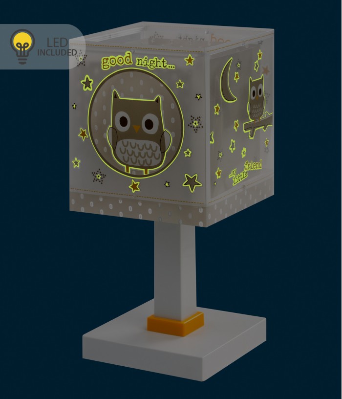 Candeeiro infantil de mesa Luz de presença LED Good Night coruja