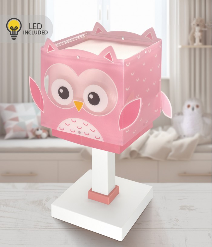 Lampe De Chevet Veilleuse LED Pour Enfant Little Pink Owl Petite Chouette Rose