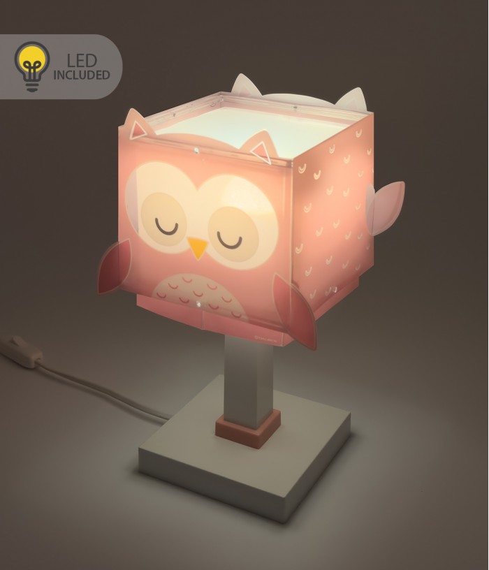 Lampe De Chevet Veilleuse LED Pour Enfant Little Pink Owl Petite Chouette Rose
