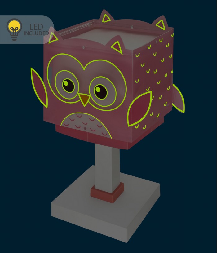 Children Table Lamp LED nightlight Little Pink Owl