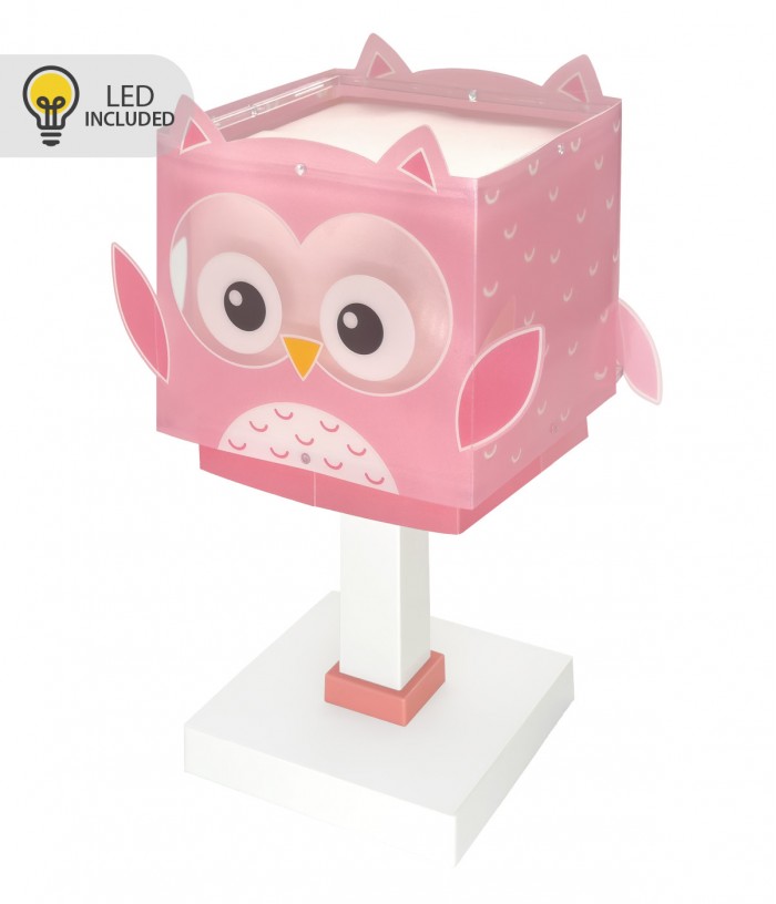 Lampe De Chevet Veilleuse LED Pour Enfant Little Pink Owl Petite Chouette Rose