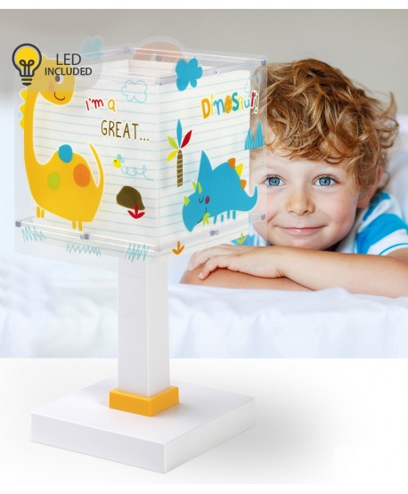 Candeeiro infantil de mesa Luz de presença LED Dinos Dinossauros