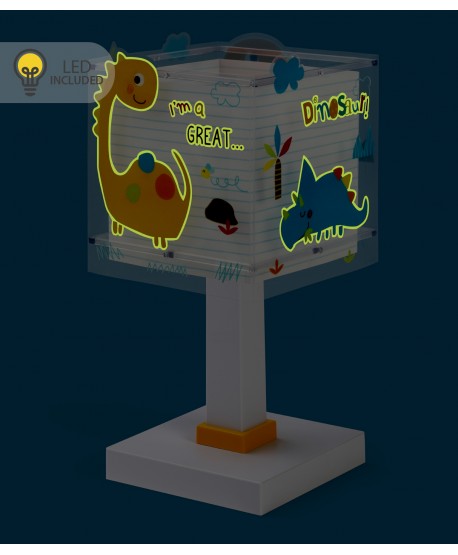 Candeeiro infantil de mesa Luz de presença LED Dinos Dinossauros