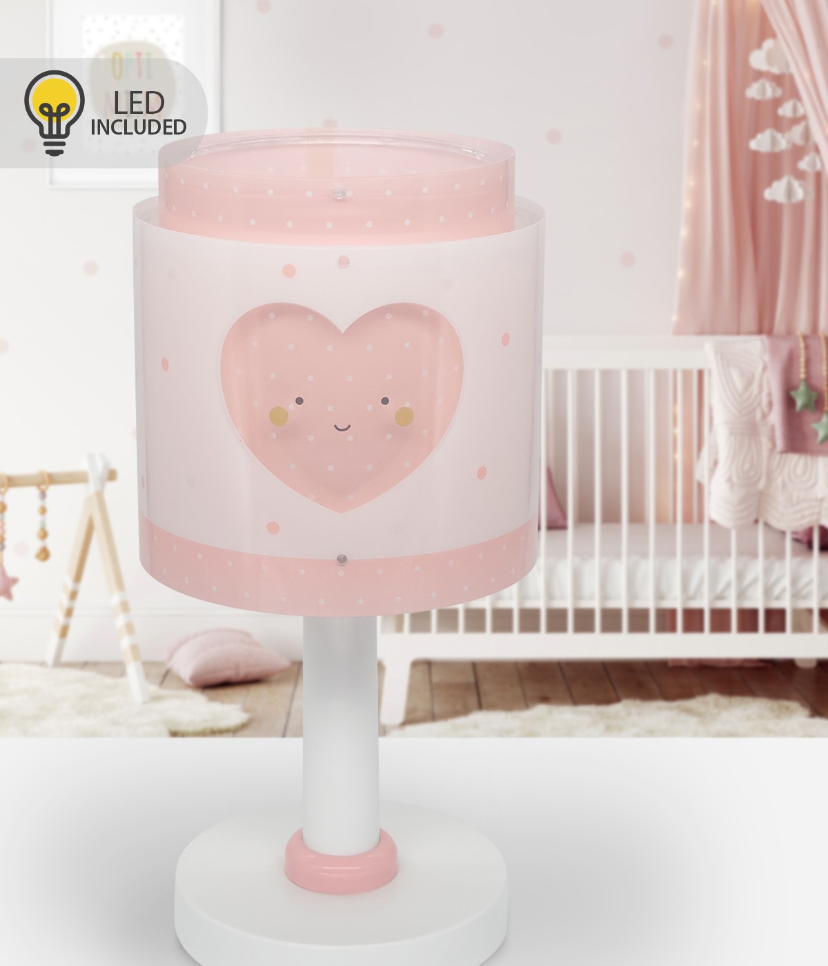 Children's table lamp LED nightlight Baby Dreams Heart pink