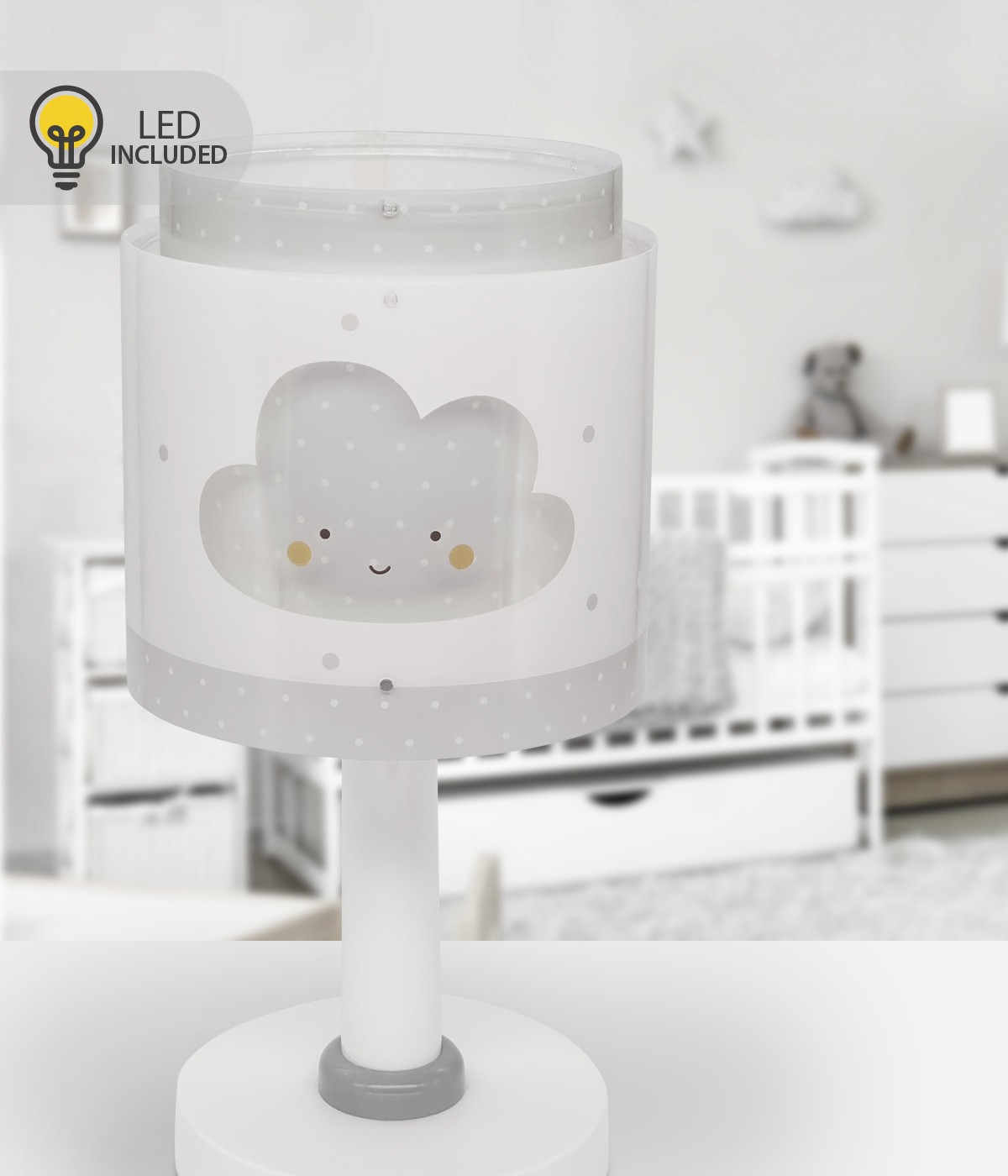 Candeeiro de mesa Luz de presença LED infantil Baby Dreams Nuvem gris