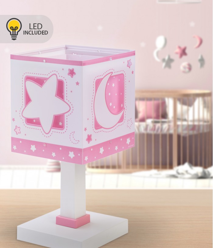 Lampada da comodino Luce notturna LED per bambini Moonlight luna e stelle rosa