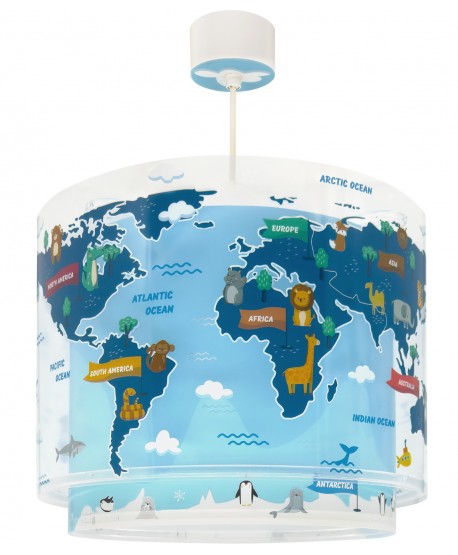 Lámpara de techo infantil Kids World Mapa del Mundo