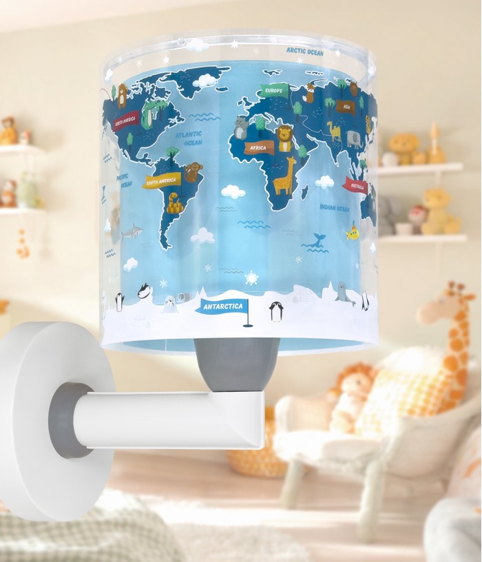Aplique de pared infantil Kids World Mapa del Mundo