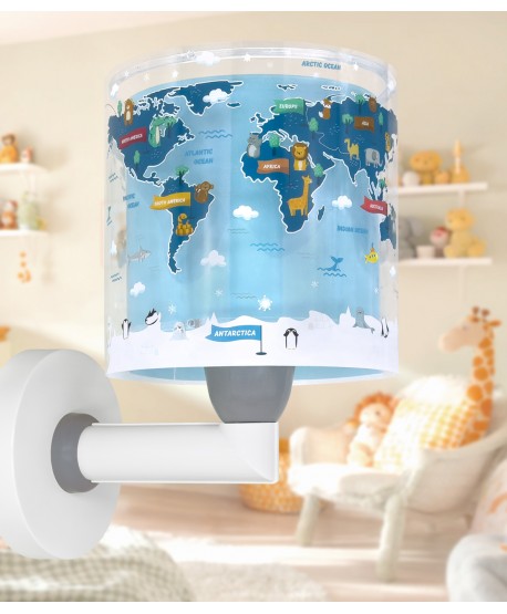Candeeiro infantil de parede Kids World mapa-múndi