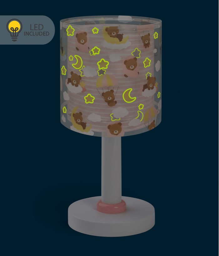 Table lamp LED nightlight for Kids Baby Teddy Pink