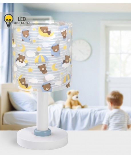 Lámpara de mesita LED quitamiedos infantil Baby Teddy Ositos Azul