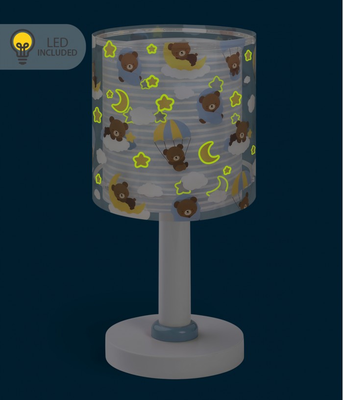 Lámpara de mesita LED quitamiedos infantil Baby Teddy Ositos Azul