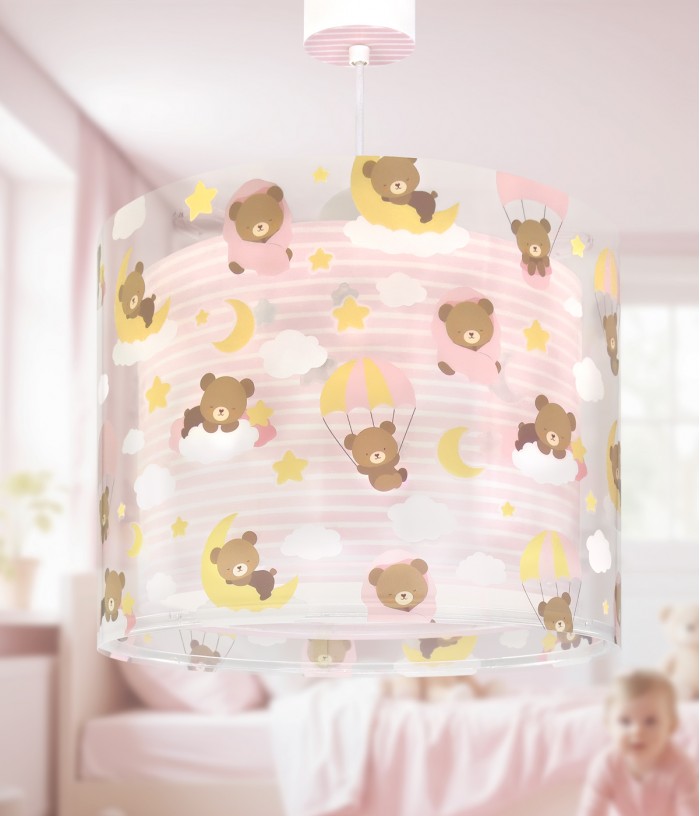 Candeeiro teto criança Baby Teddy Rosa Ursinhos
