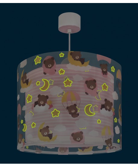 Candeeiro teto criança Baby Teddy Rosa Ursinhos