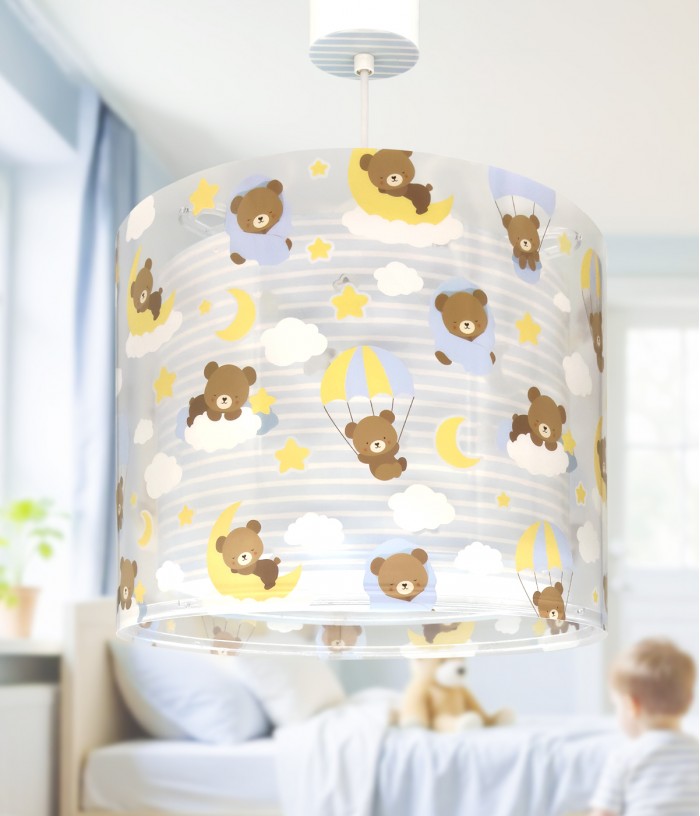Lustre et lampe suspension pour enfants Baby Teddy Bleu Ours