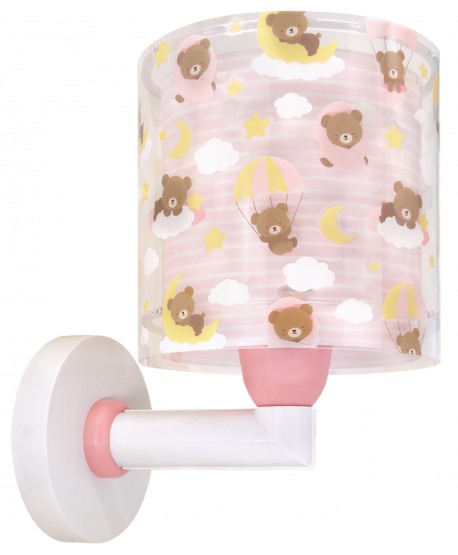 Candeeiro infantil de parede Baby Teddy Rosa Ursinhos