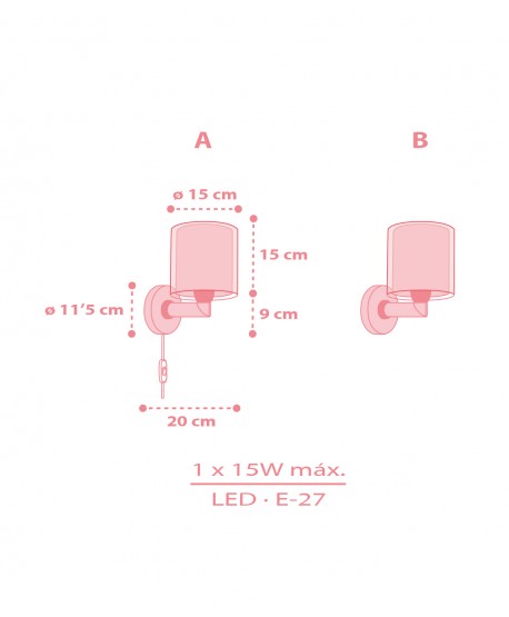 Aplique de pared infantil Baby Teddy Rosa Ositos