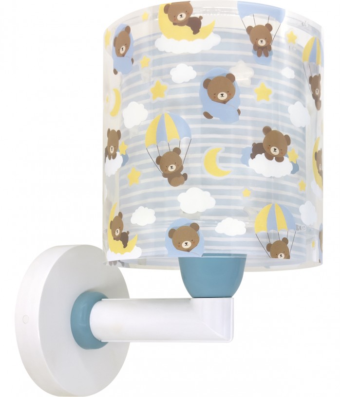 Candeeiro infantil de parede Baby Teddy Azul Ursinhos