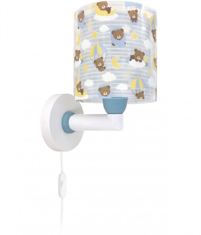 Candeeiro infantil de parede Baby Teddy Azul Ursinhos