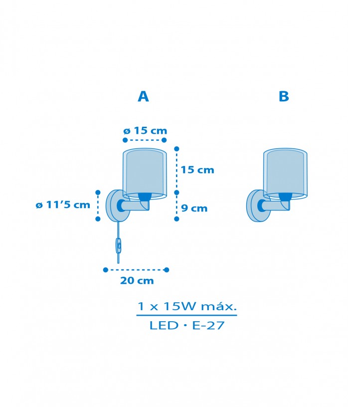 Wall lamp for Kids Baby Teddy Blue