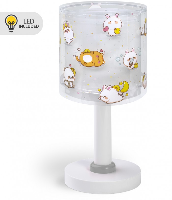 Lampada da comodino Luce notturna LED per bambini Kawaii Friends Animali Grigio